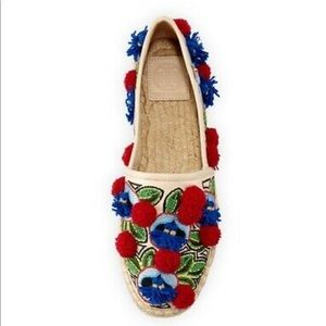 BrandNEW Tory Burch Embroidered Leather Espadrille